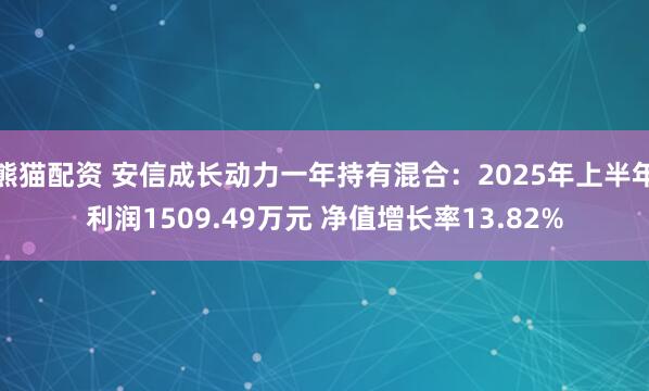 熊猫配资 安信成长动力一年持有混合：2025年上半年利润1509.49万元 净值增长率13.82%